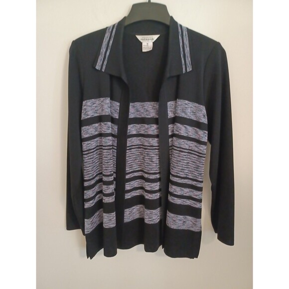 Misook Sweaters - Exclusively Misook Sweater Open Front Cardigan M Church Career Black Purple